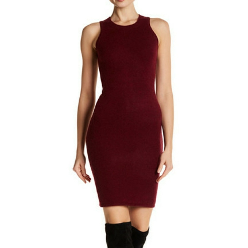 Minnie Rose Burgundy cashmere tank dress